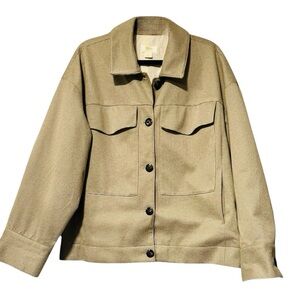 Maeve from Anthropologie Neutral Motif Knit Trucker Jacket Size L